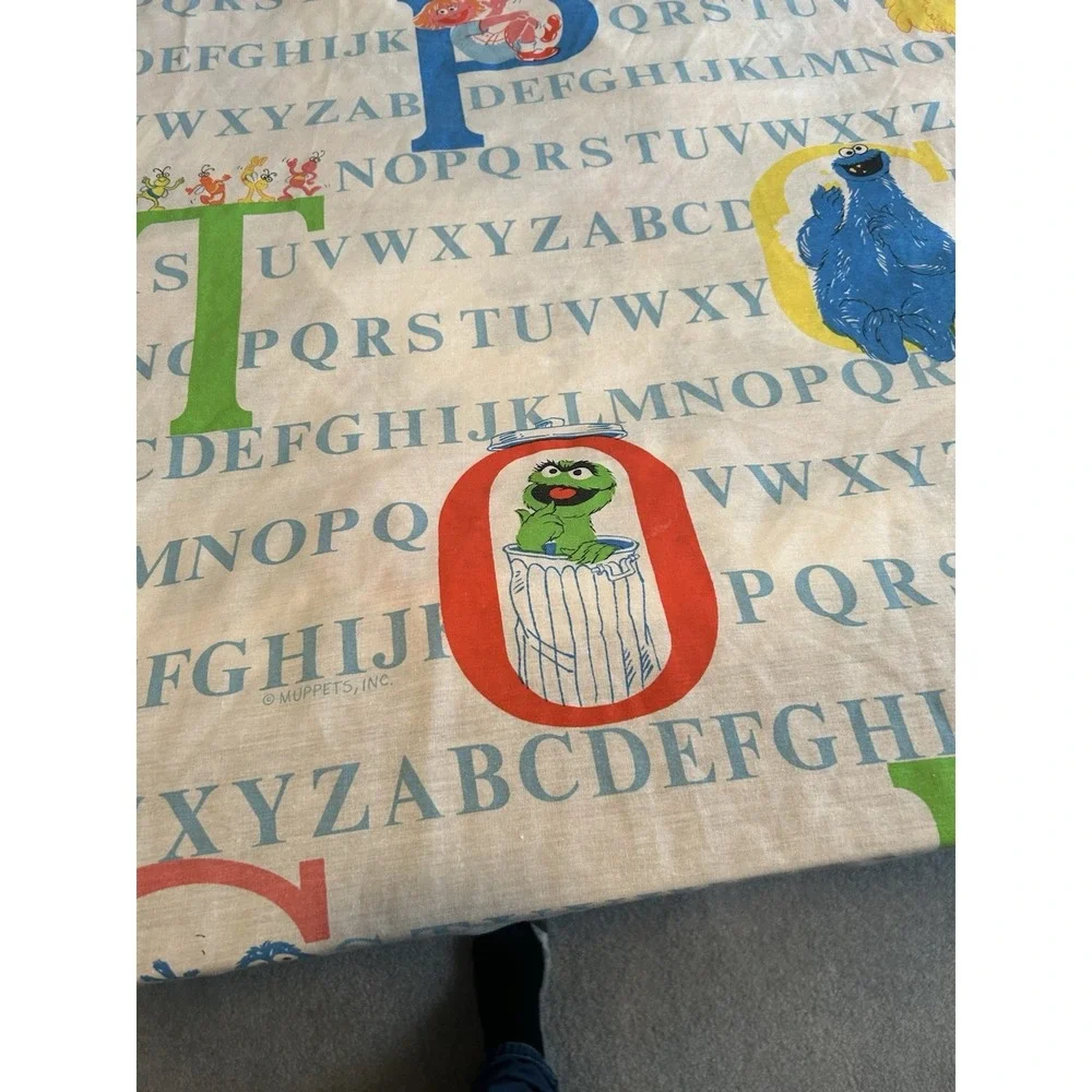 Vintage Sesame Street Twin Flat Sheet Alphabet With Sesame Street Characters
